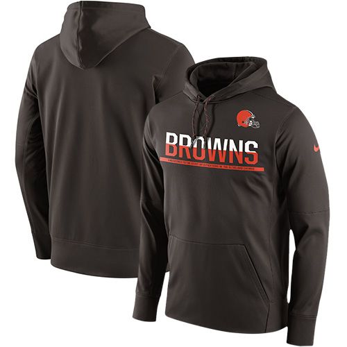 Men's Cleveland Browns Nike Brown Sideline Circuit Pullover Performance Hoodie - Click Image to Close